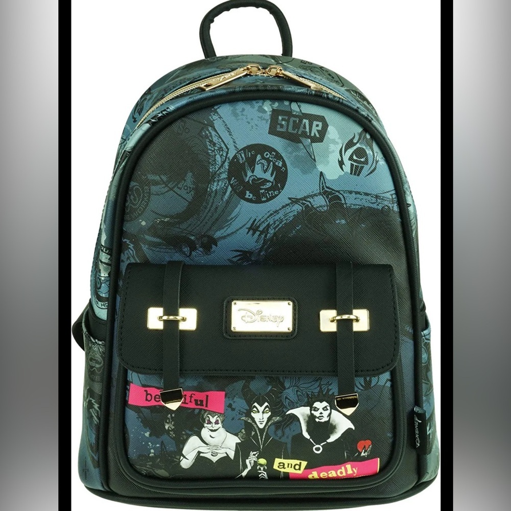 Wondapop Disney Villains Backpack Black Ursula Maleficent Evil Queen NWT​